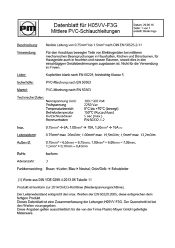 Datenblatt H05VV-F3G 